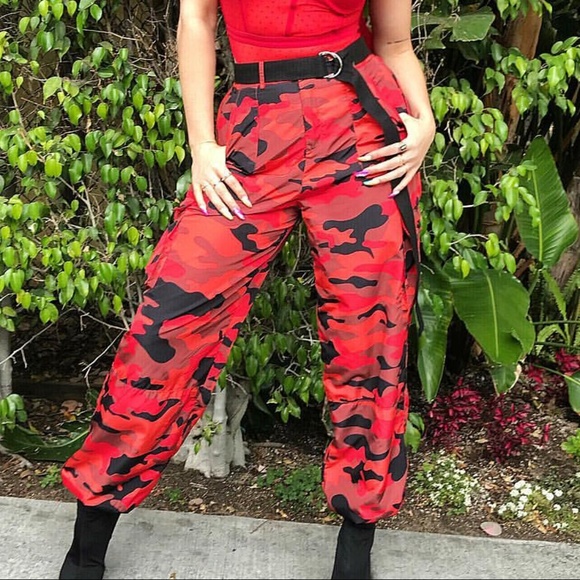 red camo pants fashion nova